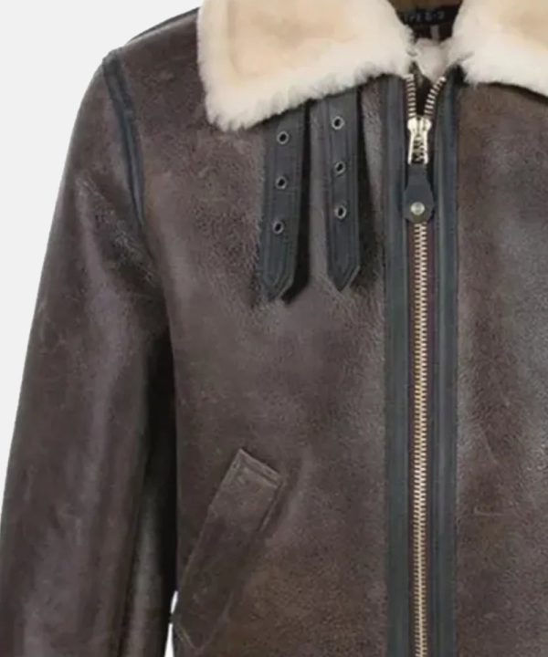 ResidentEvil4RemakeLeonKennedyBrownLeatherShearlingAviatorJacket