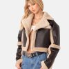 RickyChocolate Shearling LeatherCropJacket
