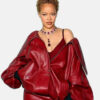 RihannaFentyHairLosAngelesLaunchPartyRedleatherJacket