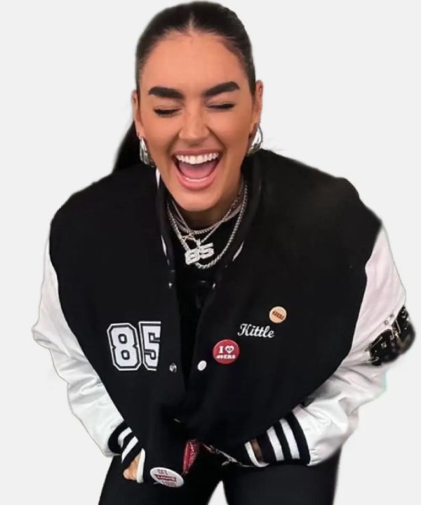 San Francisco 49ers Claire Kittle Varsity Letterman Jacket Black & White