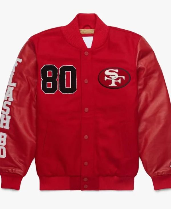 SanFrancisco49ersJerryRiceRedVarsityJacket