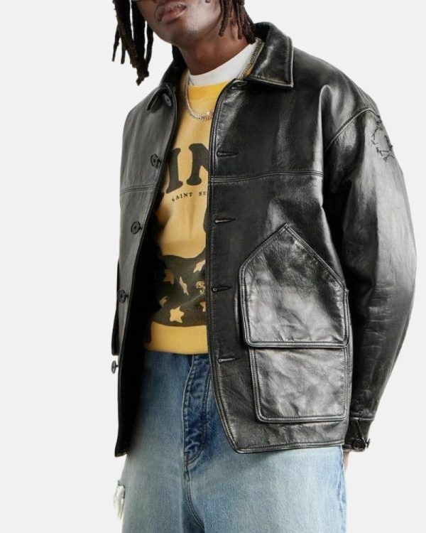 Satin Distressed Leather Jacket