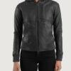 ShakiraBlackHoodedLeatherJacket