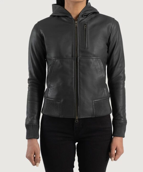 ShakiraBlackHoodedLeatherJacket