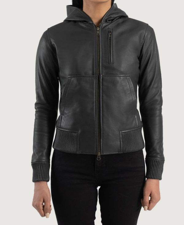 ShakiraBlackHoodedLeatherJacket