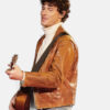 ShawnMendesMTVEMAs2024BrownLeatherJacket