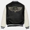 Skull Eagle Ghost Rider Black Leather Bomber Jacket