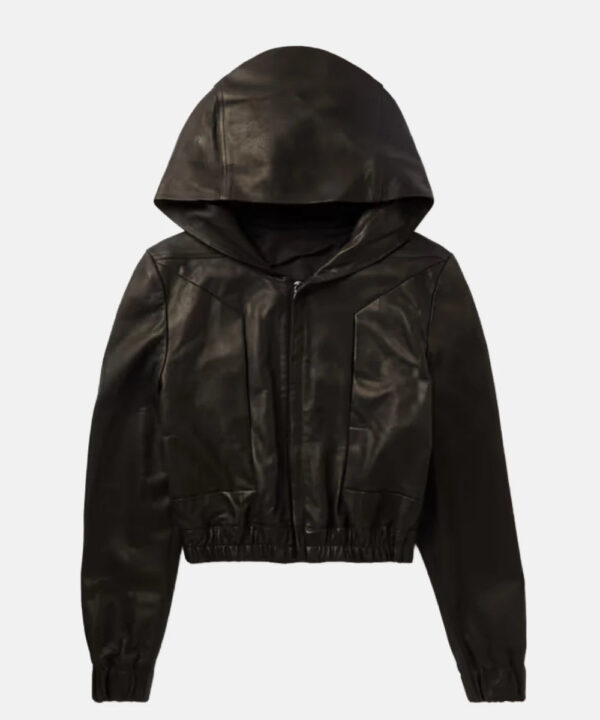 Slim-FitLeatherHoodedBomberJacket