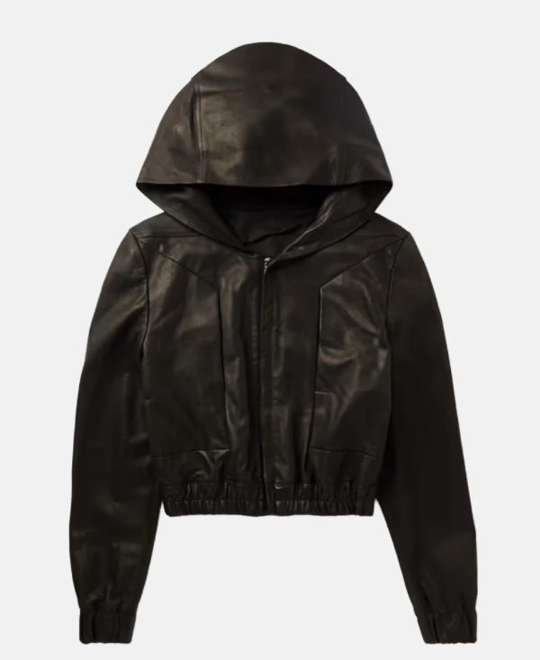 Slim-FitLeatherHoodedBomberJacket