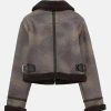 SofiaPernasTVSeriesTrackerS01BillieMatalonBrownShearlingCropLeatherJacket