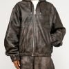 StussyWorkStonewashLeatherHooded