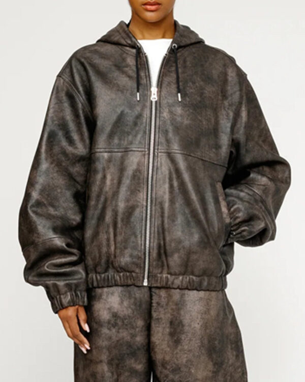 StussyWorkStonewashLeatherHooded