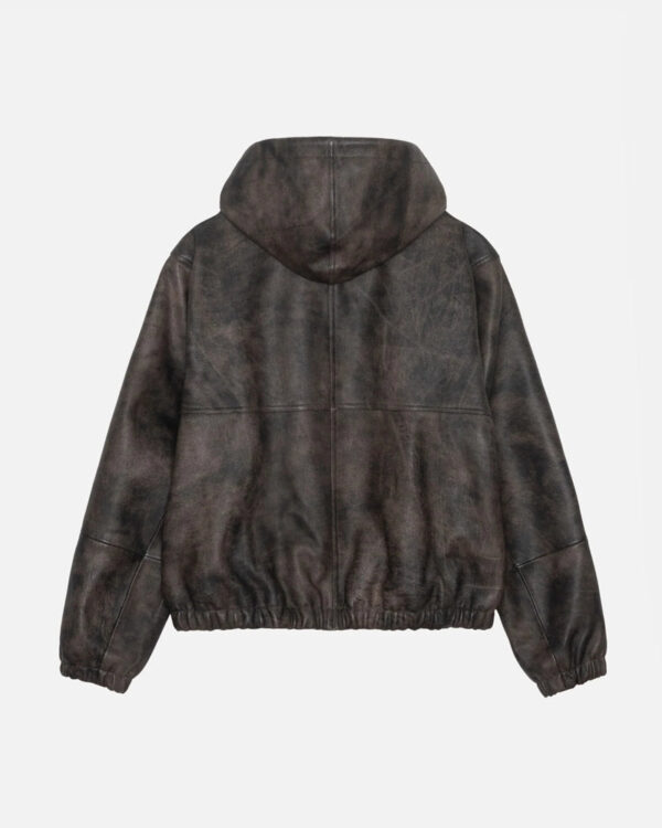 StussyWorkStonewashLeatherHoodedJacket