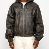 StussyWorkStonewashLeatherHoodie