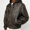 StussyWorkStonewashLeatherJacketHoodie