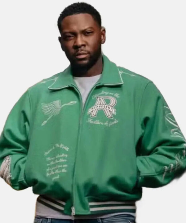SupacellRapmanGreenleathervarsityJacket