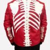 SupremeVansonSkeletonBonesRedZipperedLeatherBikerJacket