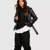 Tall Belted Motorcycle Leather Jacket
