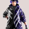 Tekken8ReinaBlackandPurpleLeatherHoodedBomberJacket
