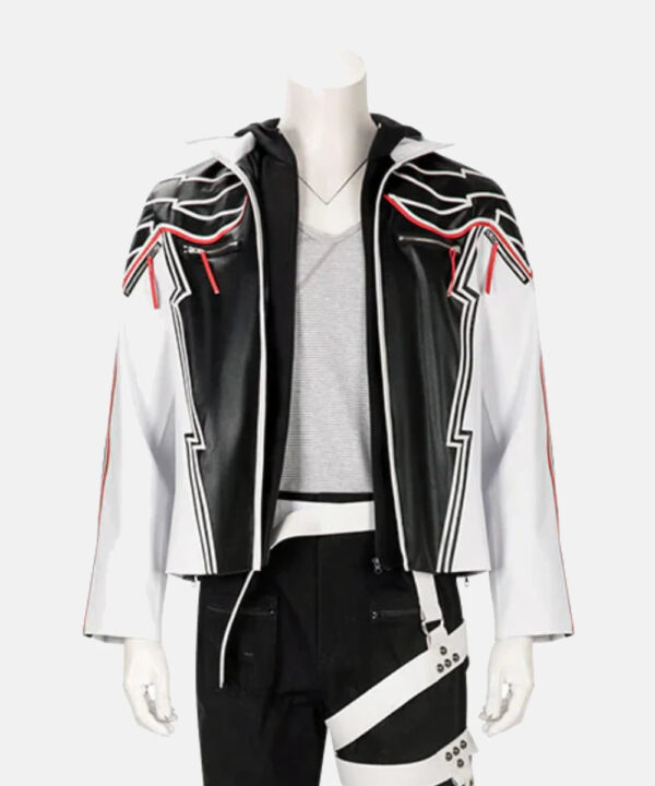 Tekken 8 Game Fighter Jin Kazama Black Leather Hooded Jacket