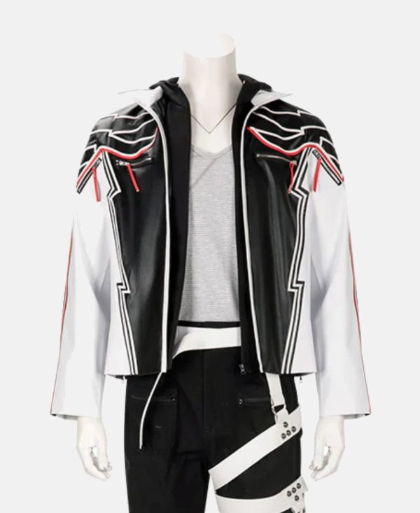 Tekken 8 Game Fighter Jin Kazama Black Leather Hooded Jacket