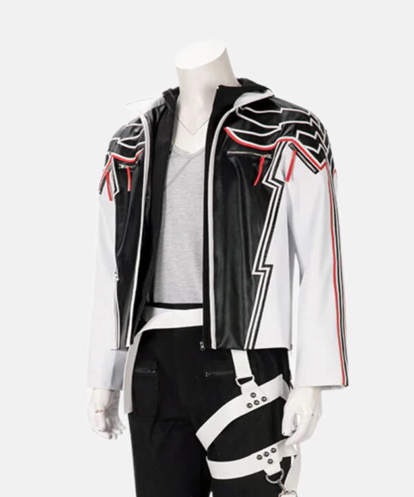 Tekken 8 Game Fighter Jin Kazama Black Leather Hooded Jacket