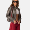 Thunder Washed Vintage Brown Distressed Leather Biker Jacket
