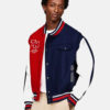 TommyxMercedesF1xCRBackLogoVarsityBomberJacket