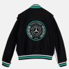 TommyxMercedesF1xCRBlackLogoVarsityBomberJacketForMenandWomen