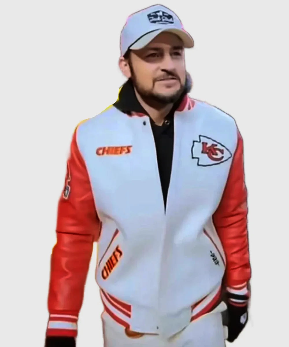 Tyler Hynes Kansas City Chiefs White and Red Varsity Jacket