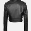 UEFAEURO2024CristianoRonaldoGeorginaRodriguezBlackLeatherCroppedJacketSale