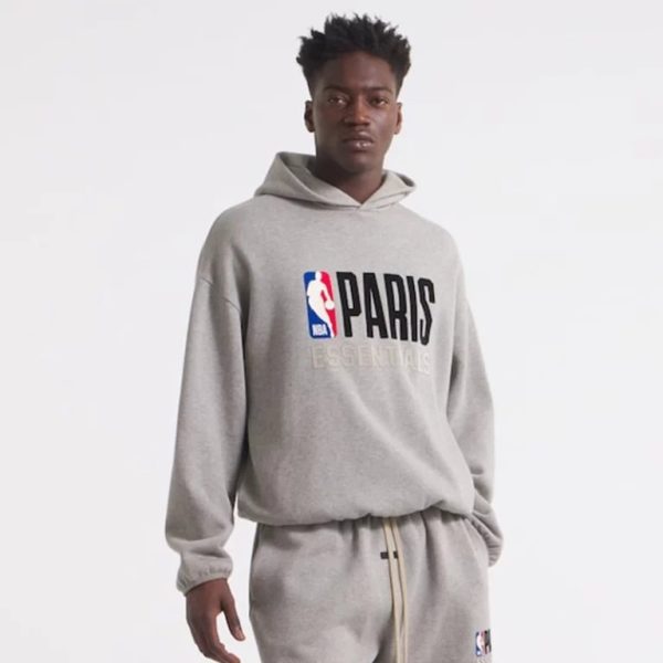 Unisex NBA Paris x Essentials Oversized Hoodie Gray