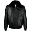 Men Black fur collar Leather Jacket