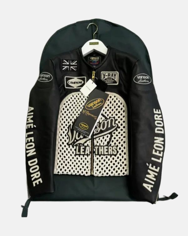 Vanson Raffia Leather Lakers (Aime Leon Career 40k) Lebron James Black Leather Biker Jacket