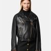 VersaceBlackLeatherMotorcycleCropJacketForSale