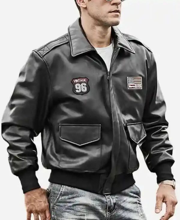 Vintage 96 Bomber Leather Jacket - Image 2
