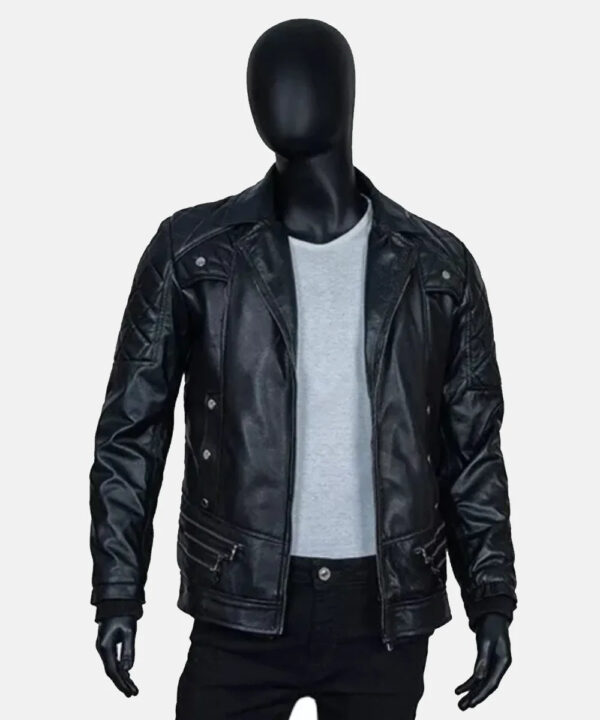 WWESethRollinsFurBlackLeatherJacket
