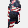 WomenAmericanUSFlagWhiteLeatherMotorcycleJacket