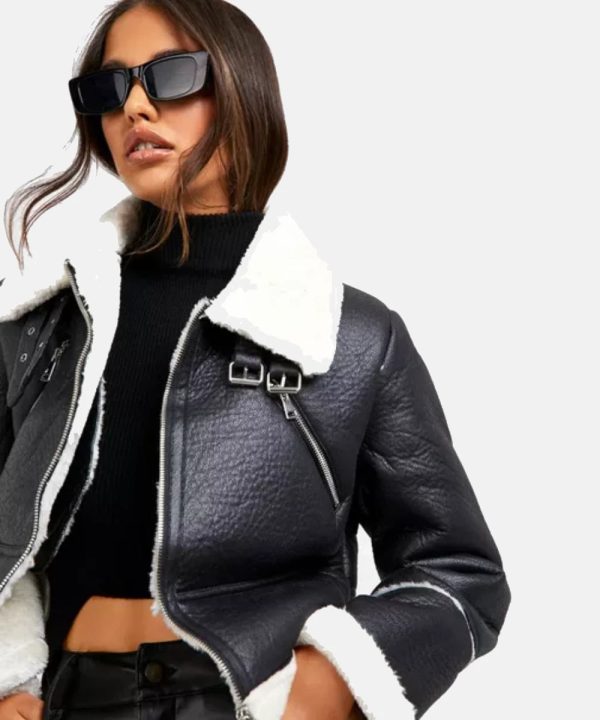 WomenFlyingAviatorCroppedBlackLeatherShearlingJacket