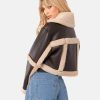 WomenRickyChocolate Shearling Leather Crop Jacket