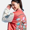 WomenSanrioTeasesHelloKittyFriendsVarsityBomberJacket
