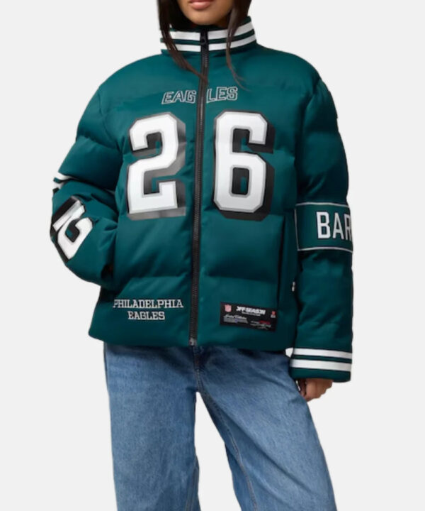WomenSaquonBarkleyMidnightGreenPhiladelphiaEaglesOffSeasonxNFLPlayerPufferJacket