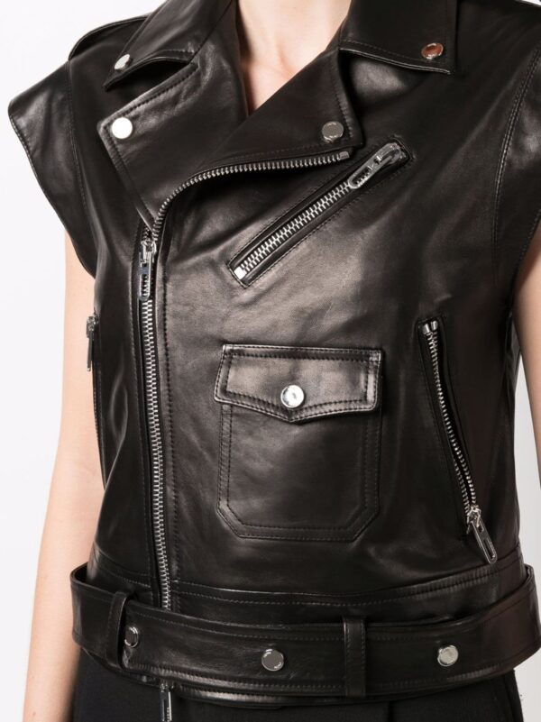 Women Short Sleeve Leather Jacket