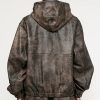 WomenStussyWorkStonewashLeatherHoodedJacket