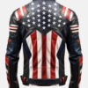 Women American US Flag White Leather Motorcycle Jacket