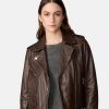 Women Ariana Black Motorcycle Leather Jacket With Gold Hardware