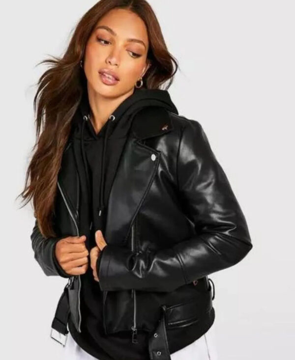 Women Belted Biker Jacket