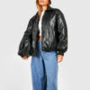 Women Bomber Leather Jacket