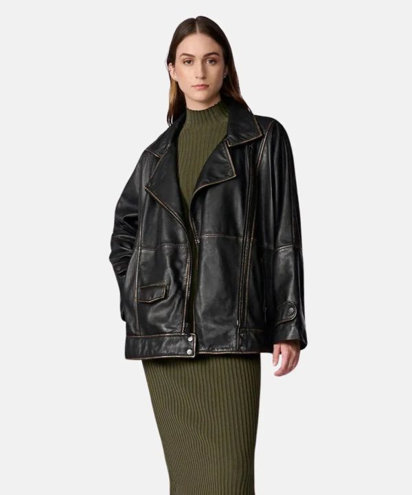 Women_Brielle_Black_Oversized Leather Motorcycle Jacket