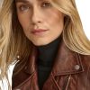 Women Brown Biker Leather Jacket